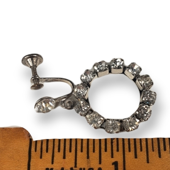 Vintage Rhinestone Dion Circle Earrings - Picture 2 of 4